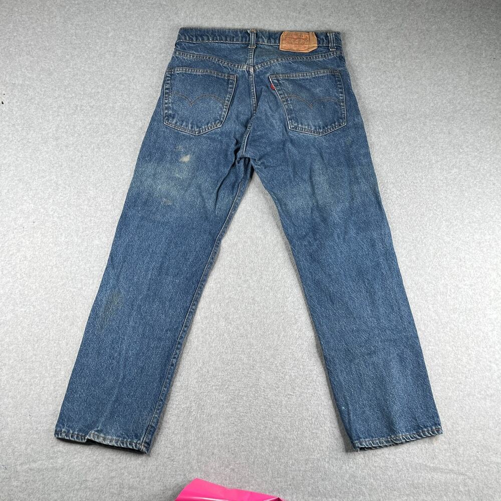 Levis 505 XX Pants Jeans 36x30 Blue Denim Straight Leg Distressed Mens - Picture 8 of 10